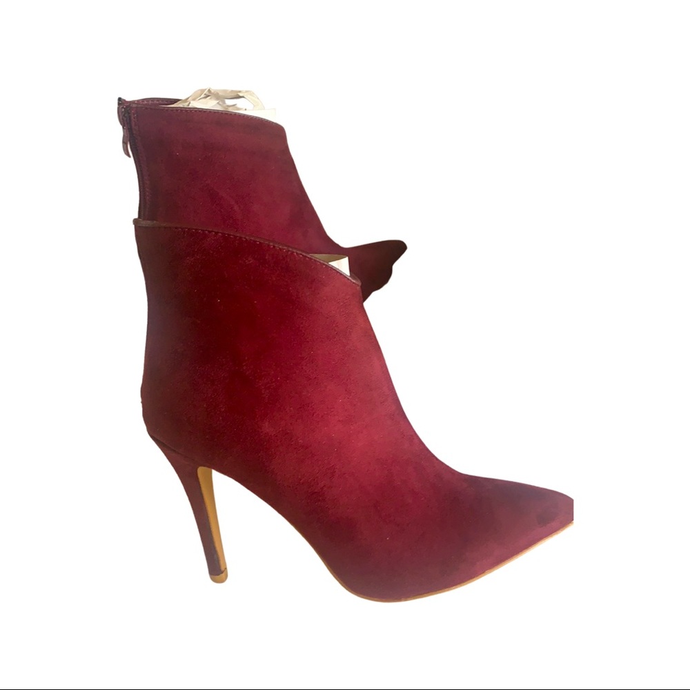 Burgundy heeled booties